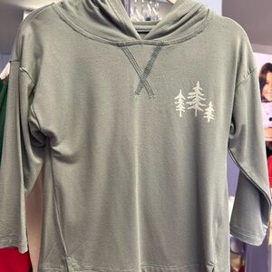 Boys Hunter Green Bamboo Hoodie with Tree Design